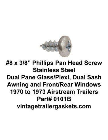 Phillips Pan Head Screws for 70 to 74 Front, Side ,and Rear Awning Windows