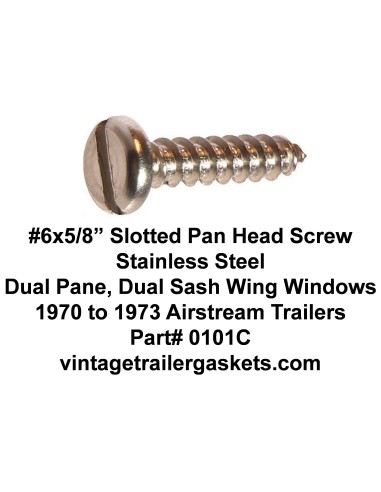 Slotted Pan Head Screw for 1970 to 1973 Wing Windows
