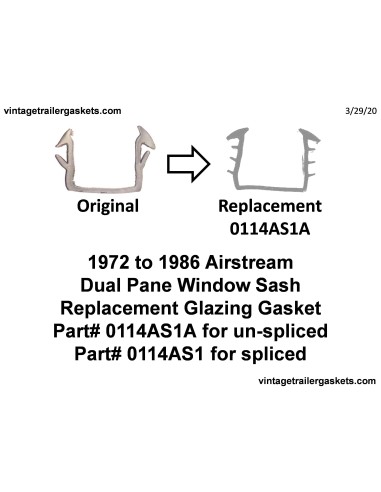 Airstream 1972 to 1986 Dual Pane Window Sash Replacement Gasket not Spliced