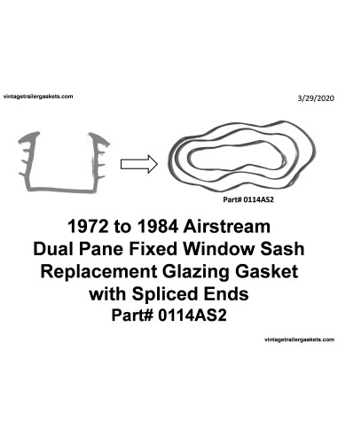 Airstream 1972 to 1986 Dual Pane Fixed Window Sash Replacement Gasket Spliced