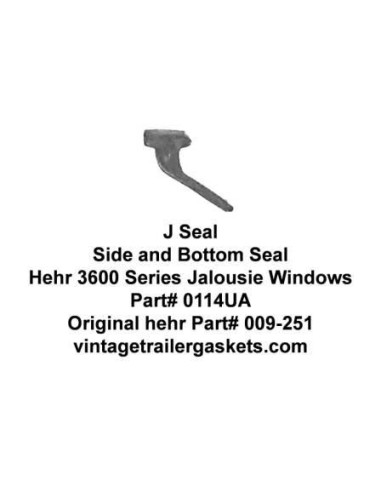 Hehr 3500 3501 3600 3601 Vinyl J Seal for Vintage Hehr Jalousie Windows