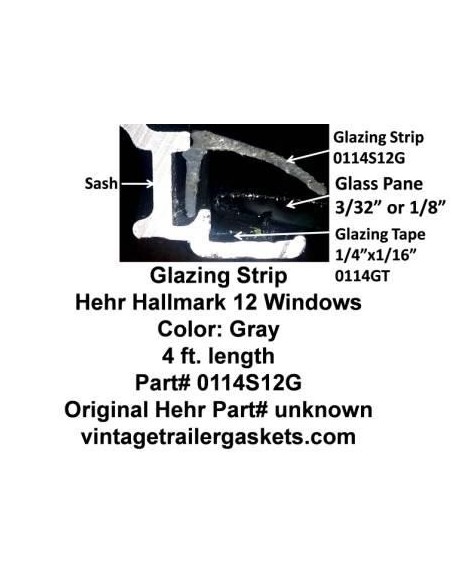 Hehr Hallmark 12, 1201, 1202, 1299, 1109, Window Glazing Strip for Vintage Hehr Awning Windows